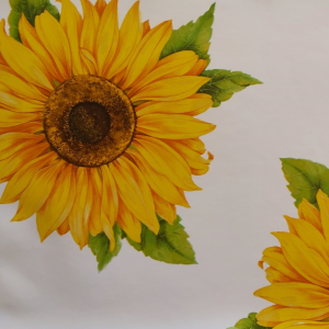 Tessuto Plastificato per Tovaglie Girasoli Fondo Crema