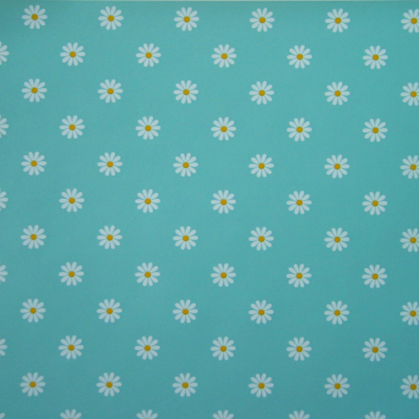 Tessuto Plastificato per Tovaglie Margheritine Fondo Tiffany