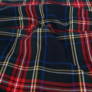 Tessuto Cotone Tartan Scozzese H 145 Rosso, Verde e Blu Quadro Grande - immagine 2