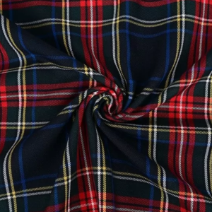 Tessuto Cotone Tartan Scozzese H 145 Rosso, Verde e Blu Quadro Grande