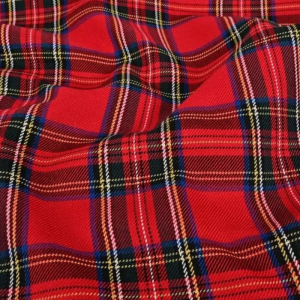 Tessuto Cotone Tartan Scozzese H 145 Rosso e Blu Quadro Medio - immagine 2