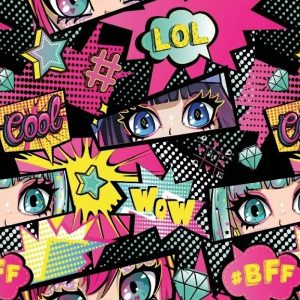 Tessuto French Terry 3D Girl Anime H cm 150