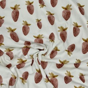 Rib Jersey Fragole H 115 Fondo Bianco Latte