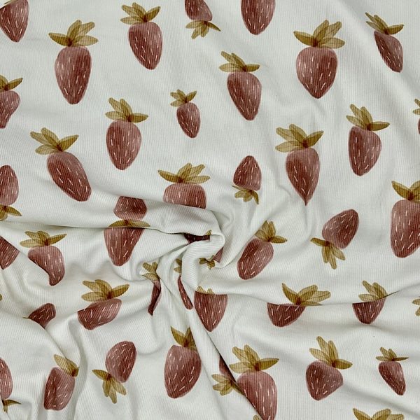 Rib Jersey Fragole H 115 Fondo Bianco Latte
