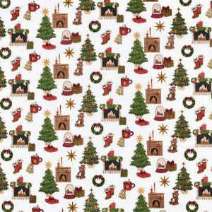 Tessuto in cotone Natale H 140 cm Cheminee