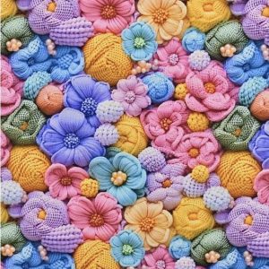 Cotone Popeline 3D Knitted Flowers