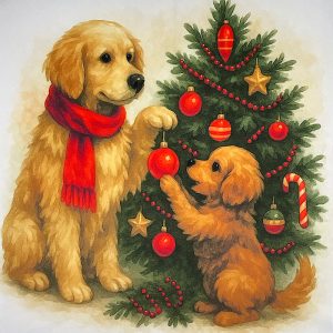 Pannello Velluto cm 47X47  Golden E Albero Di Natale