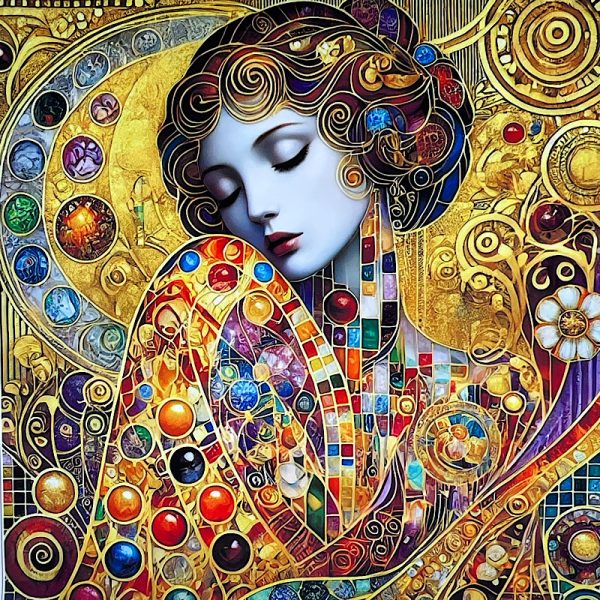 Pannello Velluto cm 47X47  Donna Mantello Multicolor