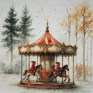 Pannello Velluto cm 47X47 Giostra Di Natale