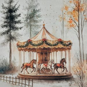 Pannello Velluto cm 47X47 Giostra Natalizia