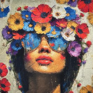Pannello Gobelin cm 47X47  Donna E Fiori