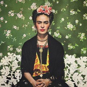 Pannello Gobelin cm 47X47  Frida Fondo Verde