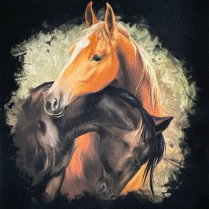 Pannello Gobelin cm 47X47  Cavalli Innamorati