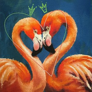 Pannello Gobelin cm 47X47  Cigni Innamorati