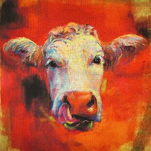 Pannello Gobelin cm 47X47  Mucca Multicolor