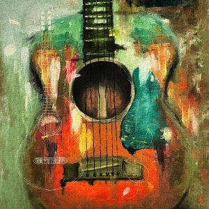 Pannello Gobelin cm 47X47  Chitarra Multicolor