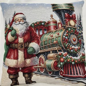 Cuscino Arredo Natalizio Babbo Natale E Treno