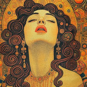 Pannello Gobelin cm 47X47 Donna Stile Klimt Luna