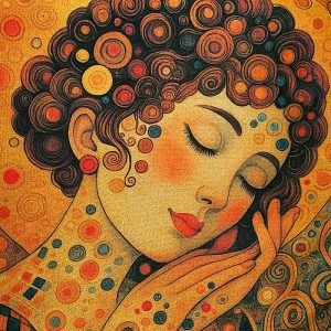 Pannello Gobelin cm 47X47 stampa digitale Donna Stile Klimt Papaveri