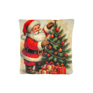 Cuscino Arredo Natalizio Velluto cm 45x45 Babbo e Albero