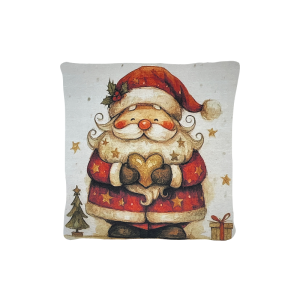 Cuscino Arredo Natalizio Velluto cm 45x45 Babbo e Cuore