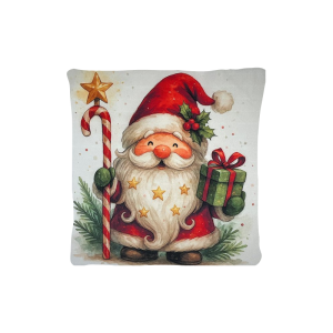 Cuscino Arredo Natalizio Velluto cm 45x45 Babbo e Regalo
