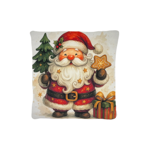 Cuscino Arredo Natalizio Velluto cm 45x45 Babbo e Stella