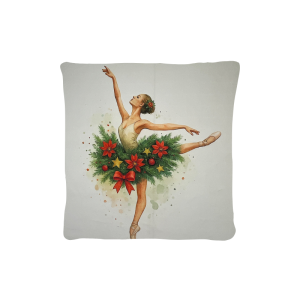 Cuscino Arredo Natalizio Velluto cm 45x45 Ballerina e Stella di Natale