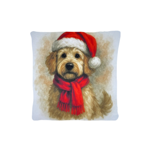 Cuscino Arredo Natalizio Velluto cm 45x45 Cagnolino Natalizio