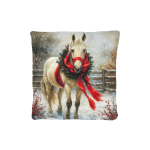 Cuscino Arredo Natalizio Velluto cm 45x45 Cavallo Natalizio