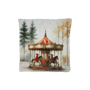 Cuscino Arredo Natalizio Velluto cm 45x45 Giostra Natalizia