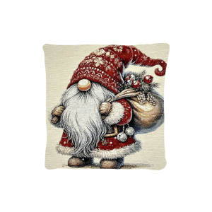 Cuscino Arredo Natalizio tessuto gobelin  cm 45x45 Gnomo 2
