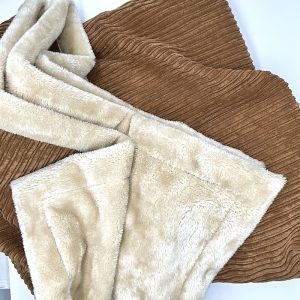 Coperta Plaid in Velluto a coste con Pelliccetta Caramello 140x170