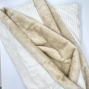Coperta Plaid in Velluto a coste con Pelliccetta Bianco Latte 140x170