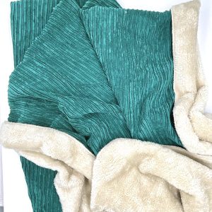 Coperta Plaid in Velluto a coste con Pelliccetta Verde Smeraldo  140x170