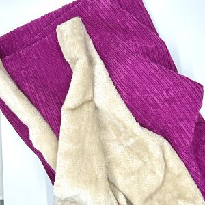 Coperta Plaid in Velluto a coste con Pelliccetta Ciclamino  140x170