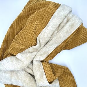 Coperta Plaid in Velluto a coste con Pelliccetta Giallo Ocra 140x170